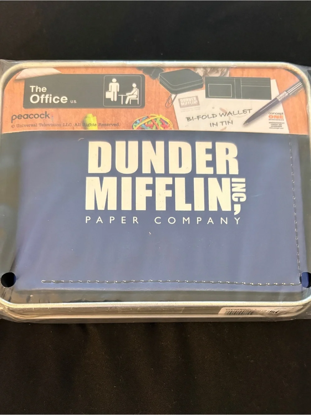 Concept One The Office Dunder Mifflin Bifold Wallet Tin Blue New